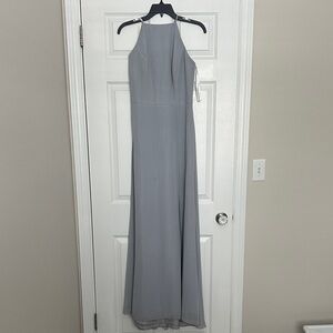 Haley Paige Occasions Halter Dress- dusty blue, SZ 10